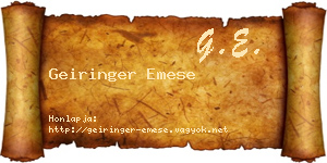 Geiringer Emese névjegykártya